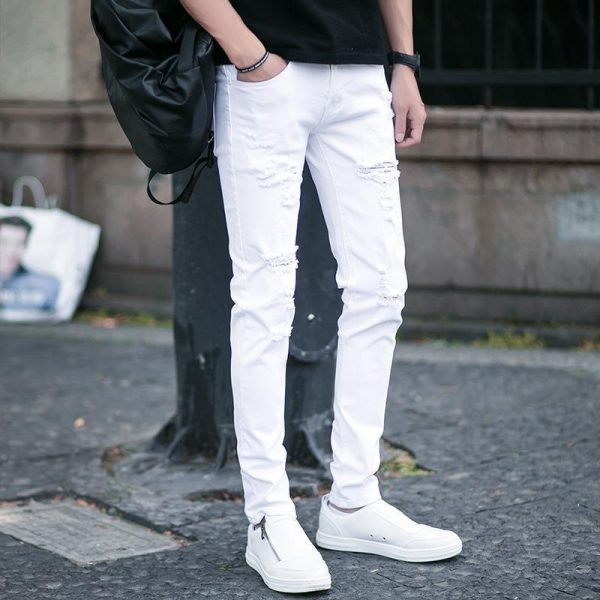 Men's Pants Trendy Slim Patch Jeans - Image 3