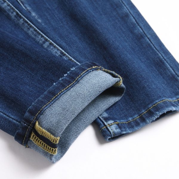 New Blue Color Ripped Street Fashion Slim Stretch Denim Trousers - Image 5