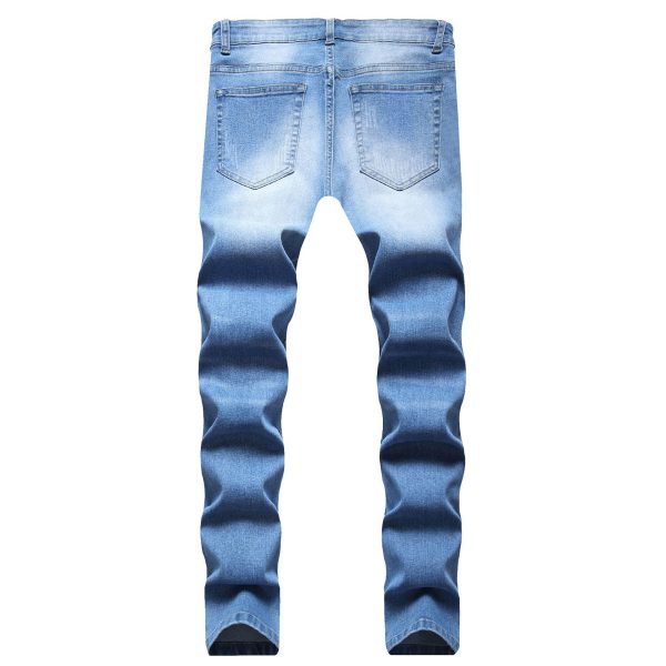 Men's Small Feet Jeans European And American Frayed Casual Slim Jeans - Image 2