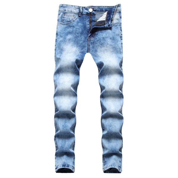 Men's Small Feet Jeans European And American Frayed Casual Slim Jeans - Image 8