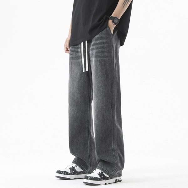 Men's Loose Straight Elastic Waist Wide Leg Casual Trousers - Image 8