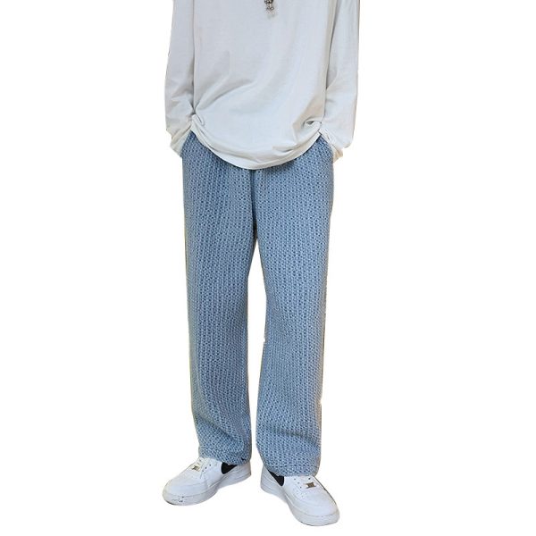 Men's Drape Plaid Loose Straight-leg Jeans - Image 5