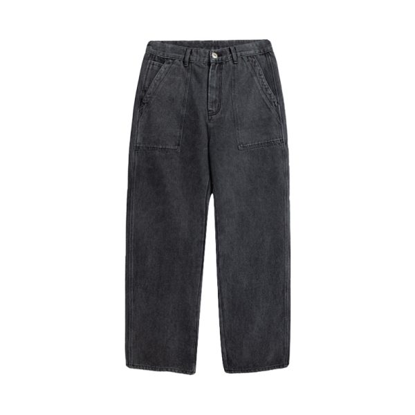 Mens Loose Straight Vintage Wide Leg Jeans - Image 2