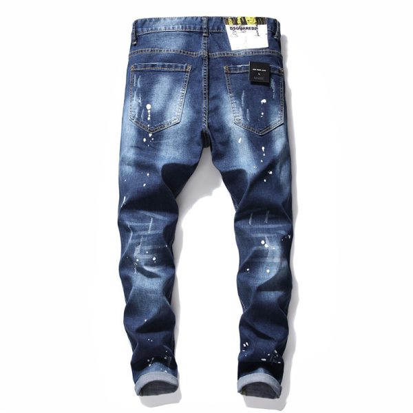 men jeans famous D2 Men slim jeans pants mens denim trousers zipper blue hole Pencil Pants - Image 9