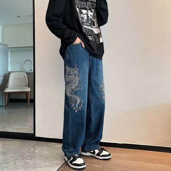 Loose Embroidered Jeans For Men - Image 4