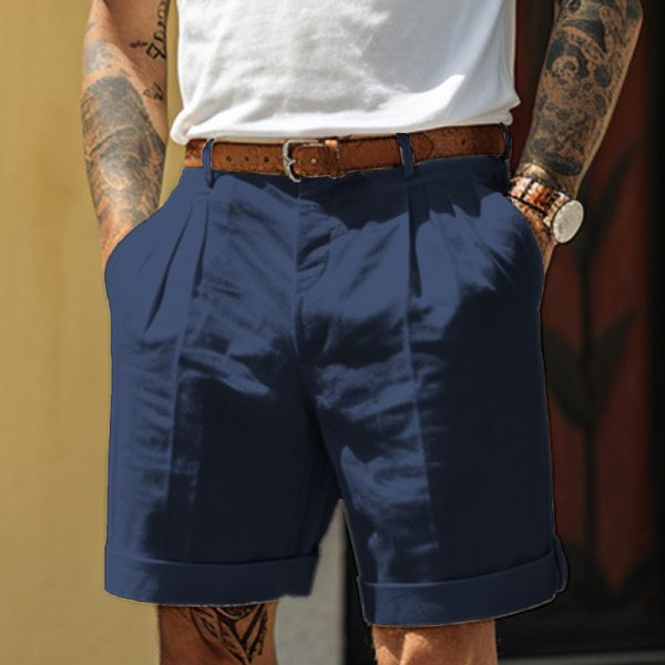 Men's Pleated Pocket Straight Leg Shorts - Image 4