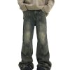 American Retro Distressed Yellow Mud Washed Jeans - Image 2
