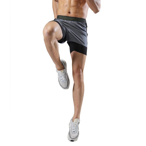 Lined Anti-glare Fitness Shorts Running Training Sports Pants Men - Image 2