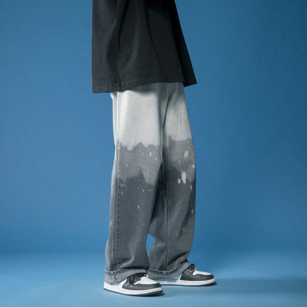 Men's Wide-leg Tie-dye Gradient Denim Casual Pants - Image 3