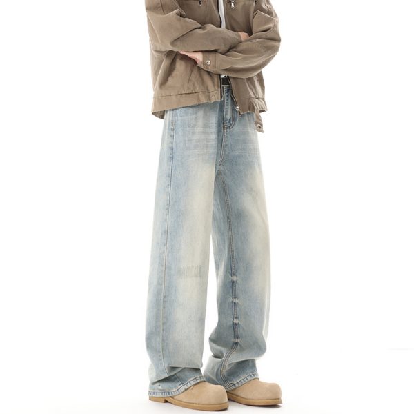 Men's Retro Light Blue Straight Casual Jeans - Image 2