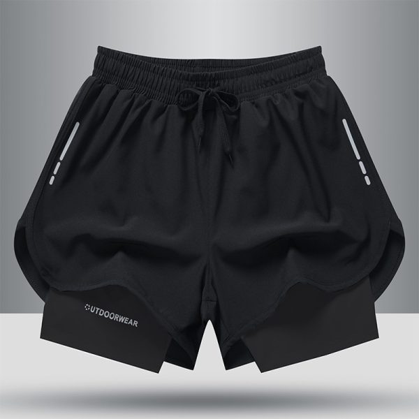 Men's Drawstring Sports Shorts Double Layer Quick Dry High Elasticity Activewear Pants - Image 8