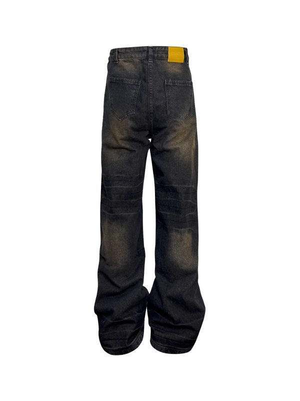 Niche Retro Washed Straight Deconstructed Jeans - Image 6