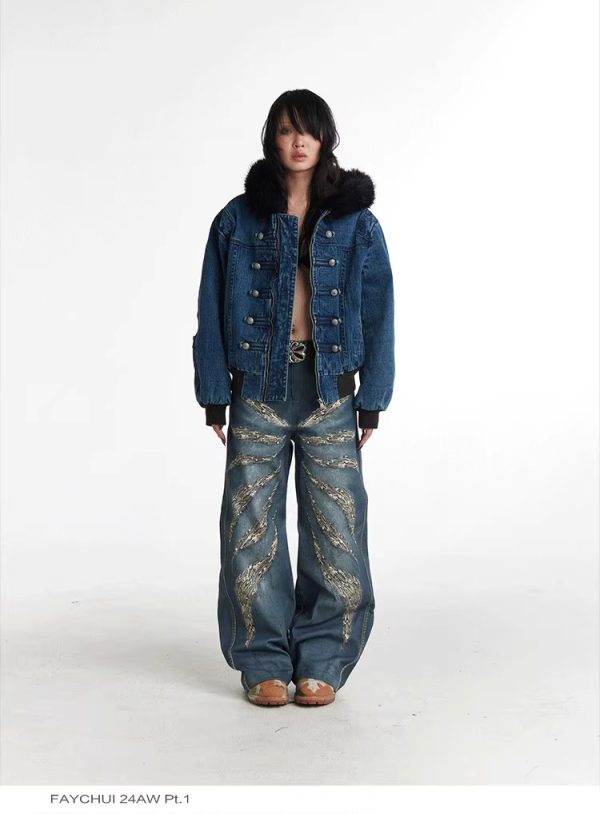 Original Digital 3D Full Printed Leopard Print Loose Jeans - Image 2