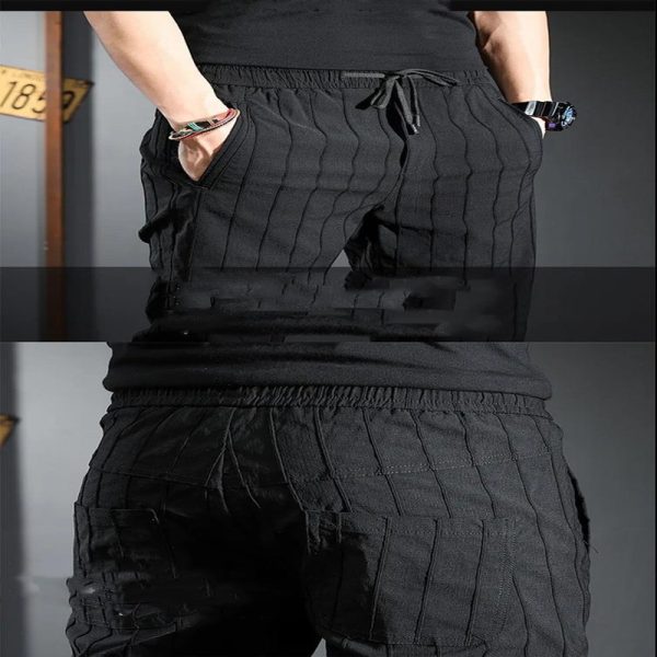 Korean Style Trendy Striped Trousers With Slim Feet - Image 4