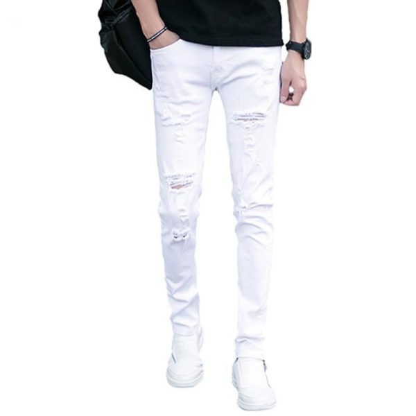 Men's Pants Trendy Slim Patch Jeans - Image 5