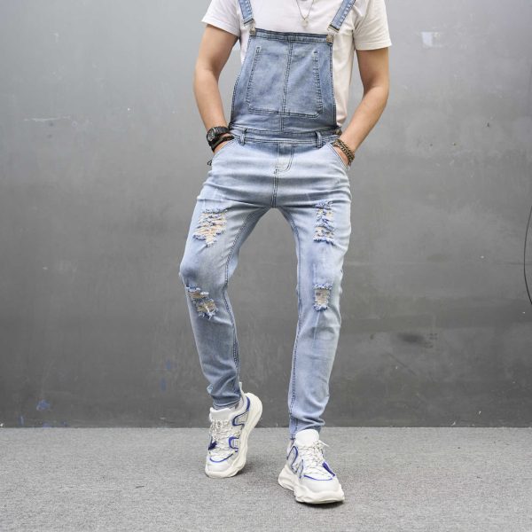 Men's Slim Ripped Strap Skinny Trousers - Image 8