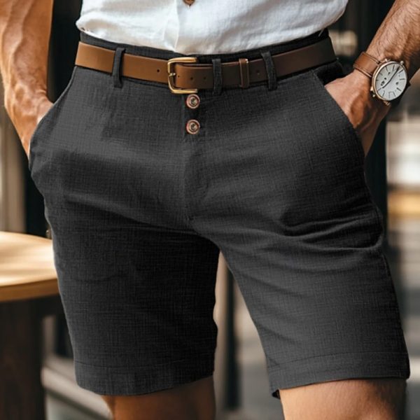 Men's Linen Summer Solid Color Buttons Casual Daily - Image 2