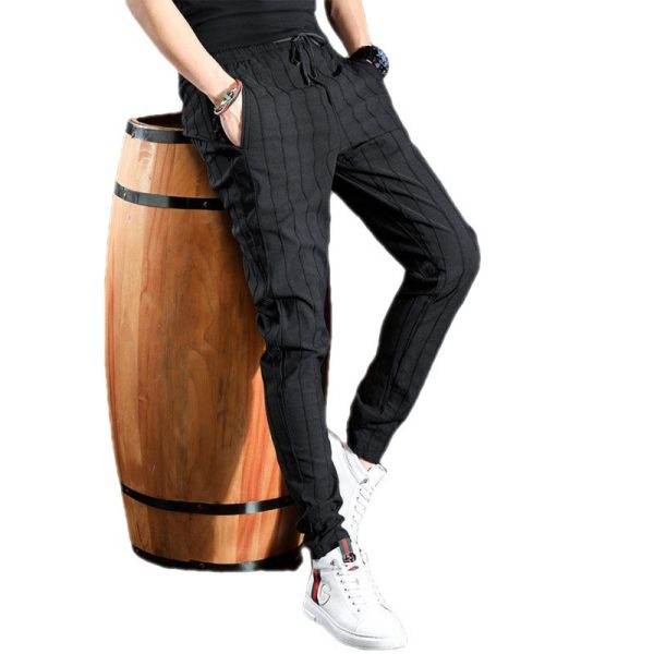 Korean Style Trendy Striped Trousers With Slim Feet - Image 5