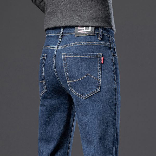 Fleece Padded Jeans Men's Straight Slim Elastic Thickening - Image 8