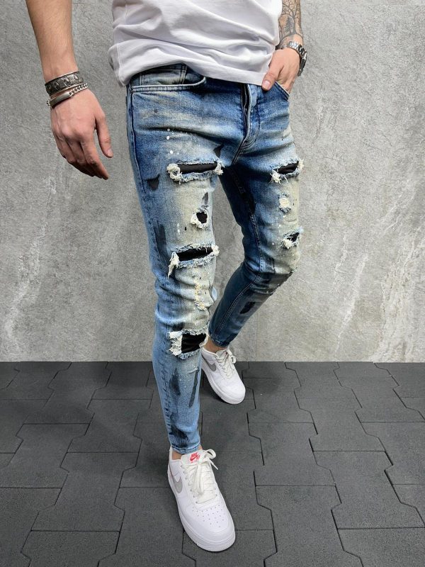 Men's Versatile Casual Slim Ripped Jeans - Image 9