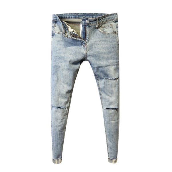 Light Blue Retro Slim Jeans - Image 9
