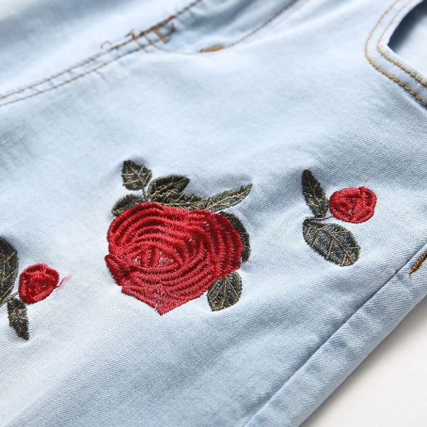Men's Stretch Embroidered Jeans Printing - Image 7