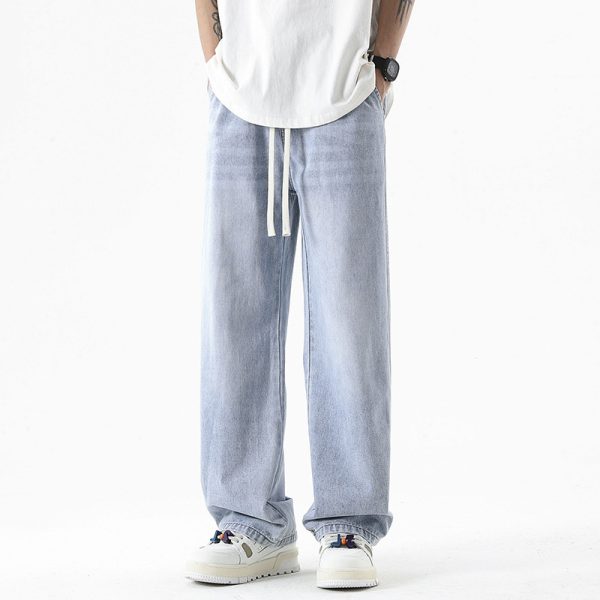 Men's Loose Straight Elastic Waist Wide Leg Casual Trousers - Image 7