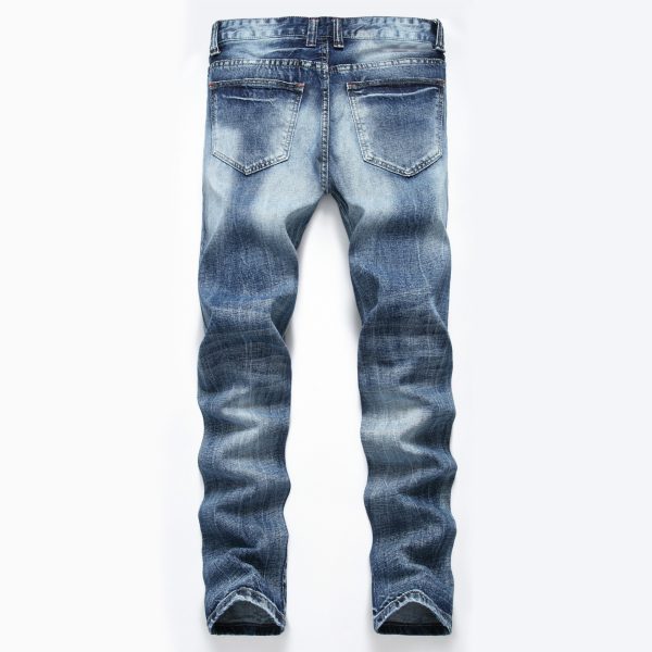 Ripped Fashion Slim-fit Trendy Straight Men's Jeans - Image 5