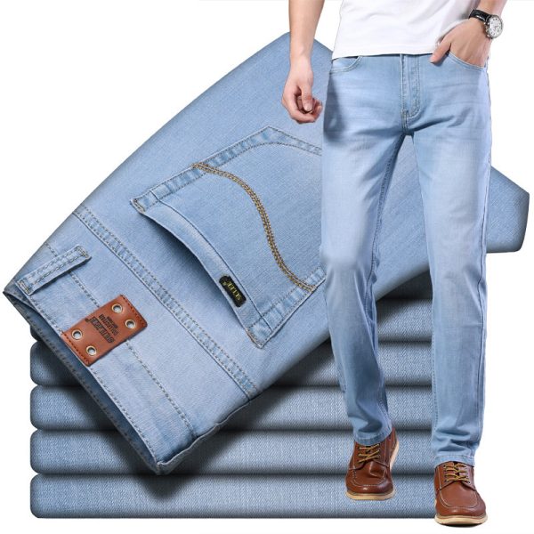 Men's Comfortable Elastic Straight Fit Jeans - Image 4