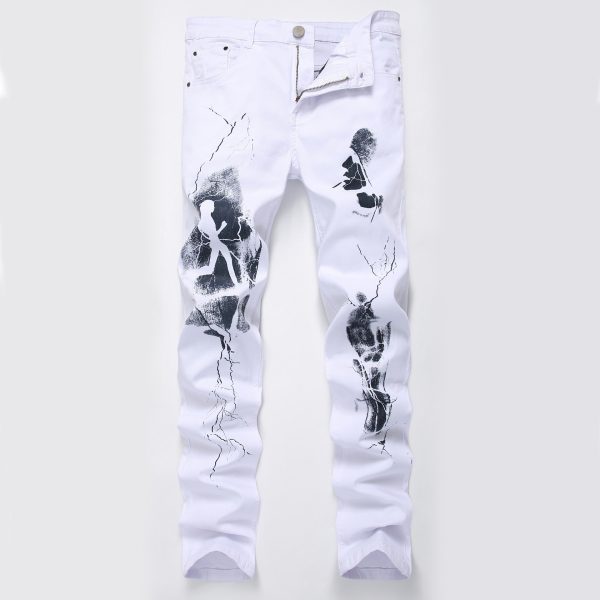 Men's Stretch Embroidered Jeans Printing - Image 2