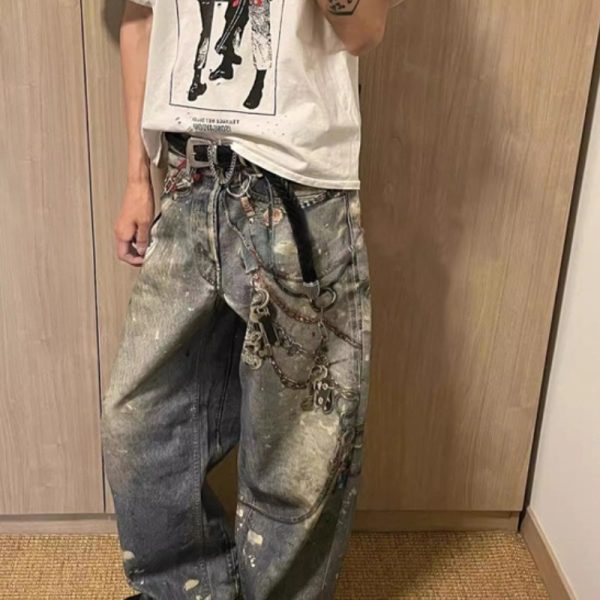 Printed Jeans Men's Loose Straight Personality All-match - Image 5