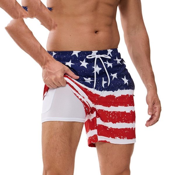 Men's Beach Pants Quick-drying Double-layer Swimming Trunks - Image 3
