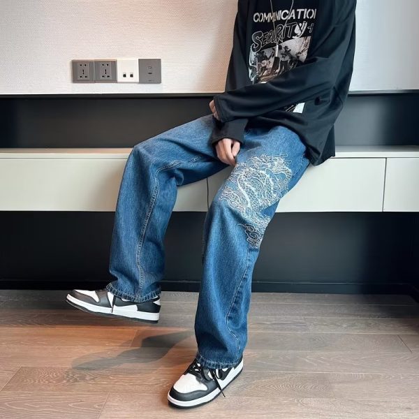 Loose Embroidered Jeans For Men - Image 5