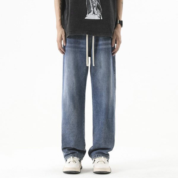 Men's Loose Straight Elastic Waist Wide Leg Casual Trousers - Image 5