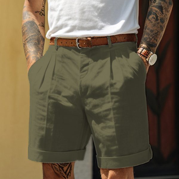 Men's Pleated Pocket Straight Leg Shorts - Image 3