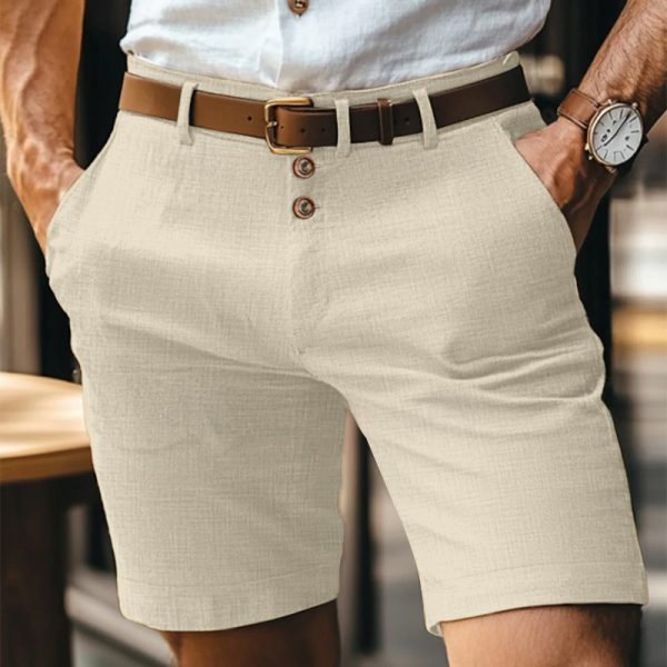 Men's Linen Summer Solid Color Buttons Casual Daily - Image 5