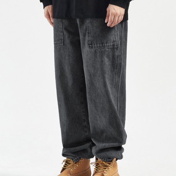 Mens Loose Straight Vintage Wide Leg Jeans - Image 5
