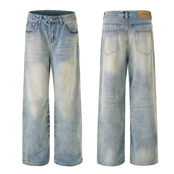 Men's Retro Light Blue Straight Casual Jeans - Image 5