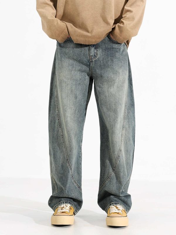 Men's Loose Wide-leg Retro Distressed Loose Jeans - Image 3