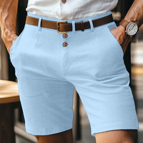 Men's Linen Summer Solid Color Buttons Casual Daily - Image 9