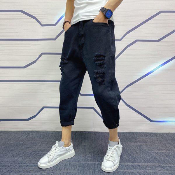 New Men's Big Ripped Jeans With Small Feet - Image 5