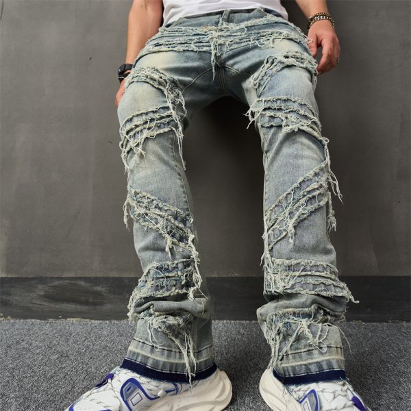 Men's Fashion Cat Beard Sewing Cloth Loose Wide Leg Pants - Image 2
