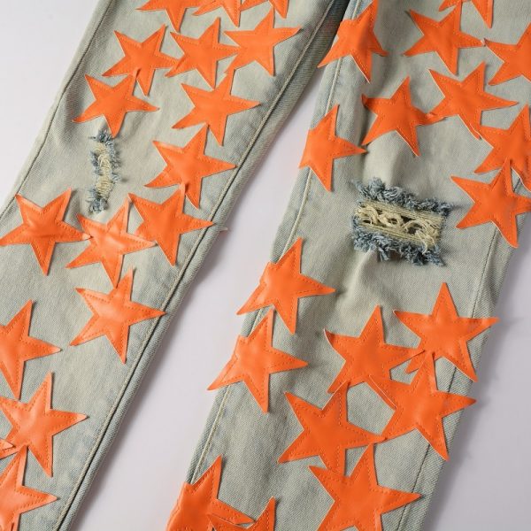Orange Star Perforated European And American Men's Light Jeans - Image 5