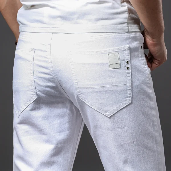 Men White Jeans Fashion Casual Classic Style Slim Fit Soft Trousers Male Brand Advanced Stretch Pants - Image 2