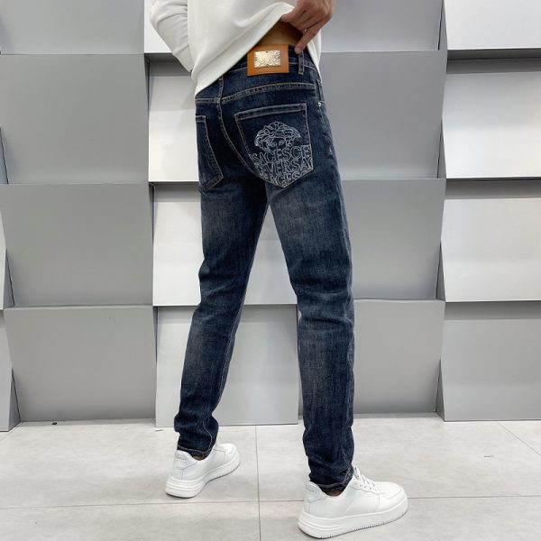 Men's Casual Slim Fit Straight Leg Elastic Jeans - Image 4