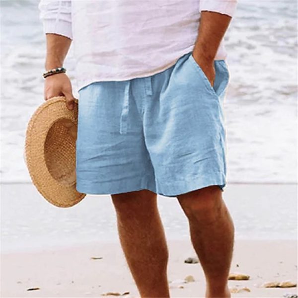 Men's Daily Sand Pure Color Comfortable Breathable Shorts - Image 7