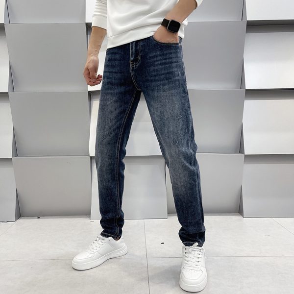Men's Casual Slim Fit Straight Leg Elastic Jeans - Image 3