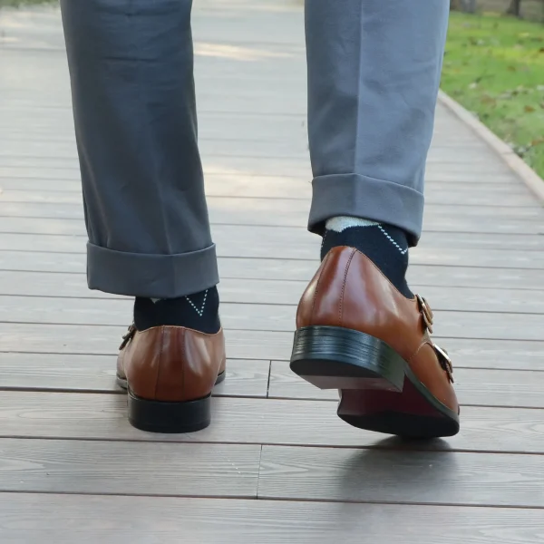 Luxury Men's Wedding Formal Shoes Genuine Leather Pure Brown Black Double Buckle Monk Strap Cap Toe Business Office Dress Shoes - Image 5