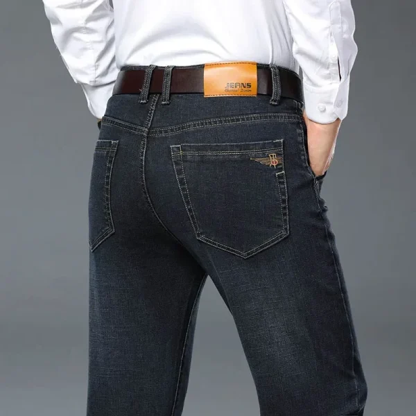 Plus Size 42 44 46 Spring Autumn Men's Fashion Casual Jeans Black Blue Classic Business Straight Elasticity Brand Denim Trousers - Image 3