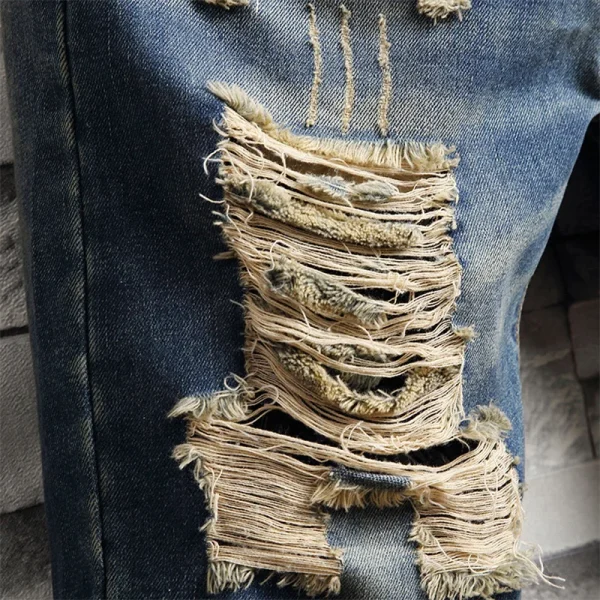 2025 Summer New Men Vintage Ripped Jeans Short Streetwear Hole Slim Denim Shorts Male Brand Clothes Size 28-30 31 32 33 34 36 38 - Image 3